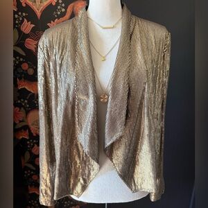 Michael Stars Gold Sequin Jacket Blazer Draped Lined Size S